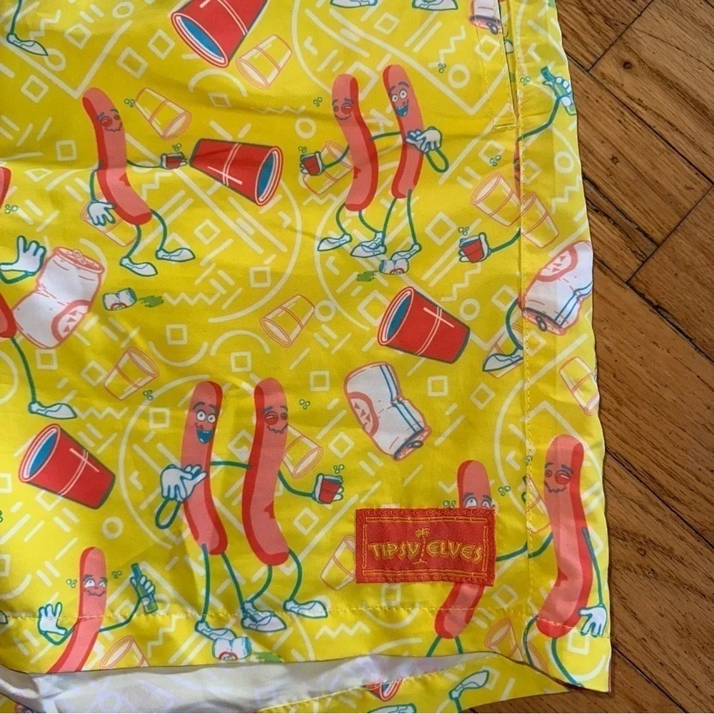 Tipsy Elves Sausage Party Novelty Swim Trunks Lined XXL